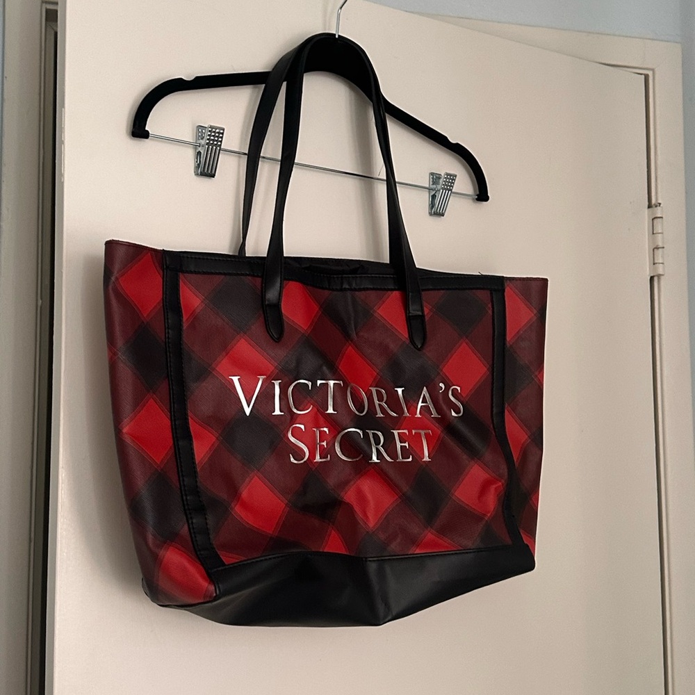 Victoria's Secret Red and Black Plaid Tote